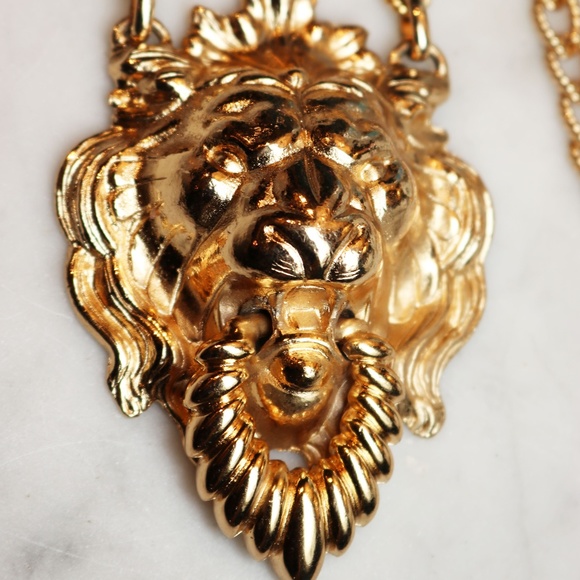 Napier Gold Lion's Head Doorknocker Necklace - Picture 2 of 8